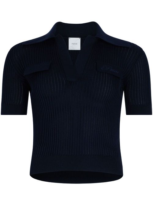 Knitted polo top - Blue