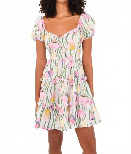 Bloom Mini Dress In Aussie Desert Flowers Poplin