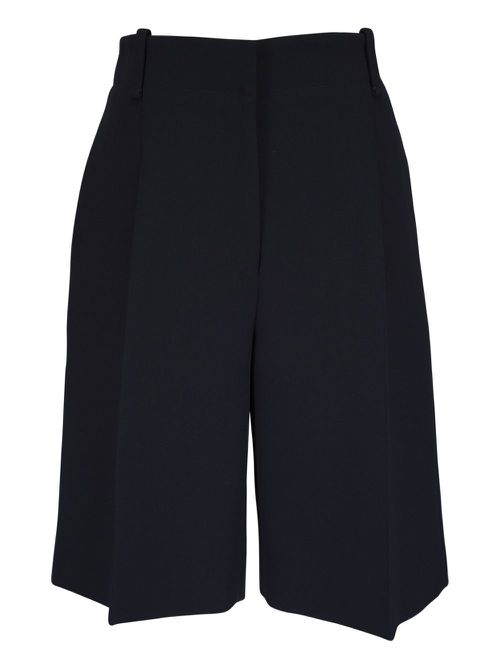 KHAITE Laden pleat-detail tailored shorts - Black