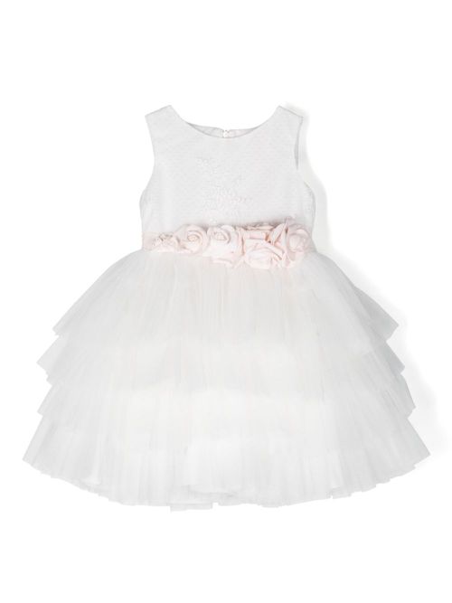 Floral appliqué lace-detailed dress - White