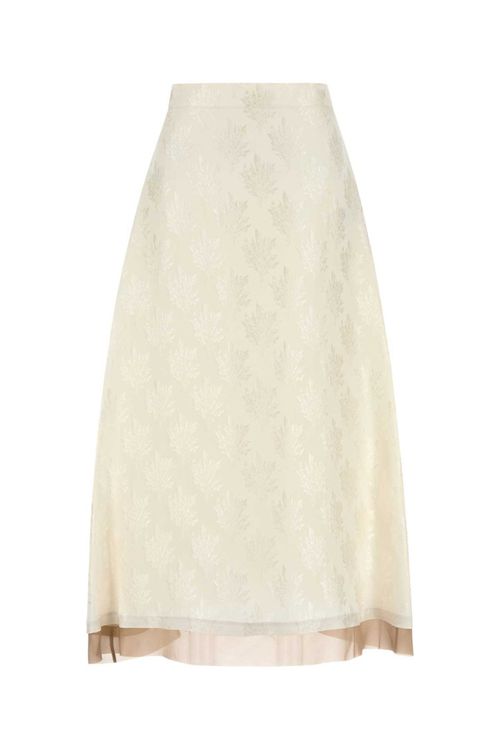 White FF Silk Skirt
