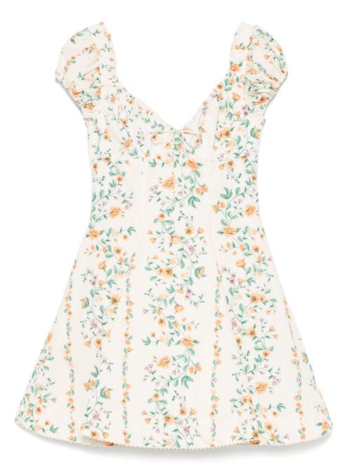 Floral-print cotton dress - Neutrals