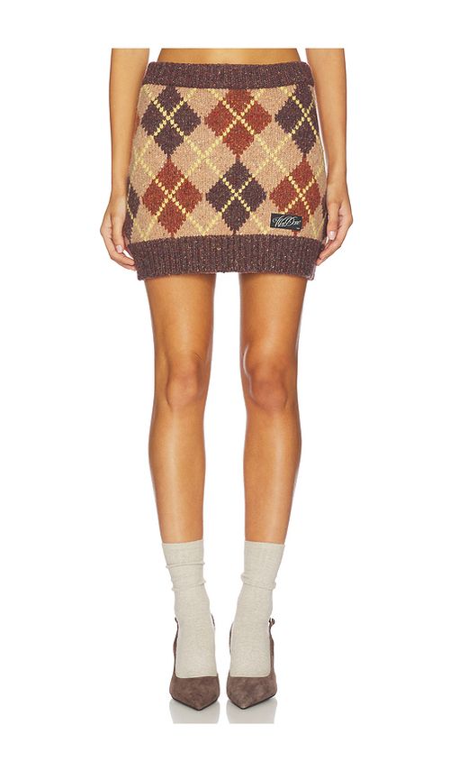 WE11DONE Argyle Intarsia Mini Skirt in Brown. M also in