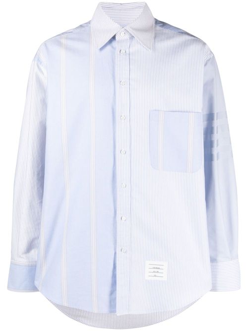 Striped patchwork cotton shirt - Blue