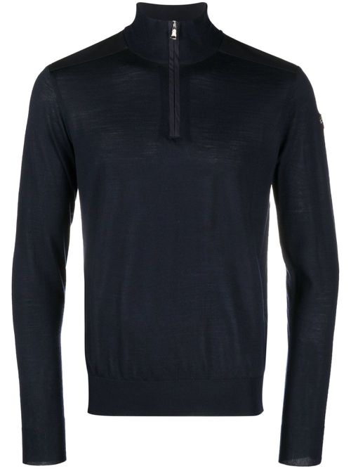 Logo-patch roll-neck jumper - Blue