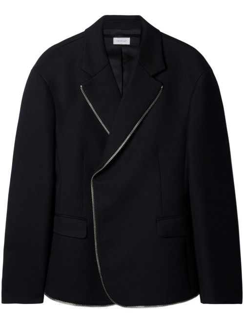 Zip-trim virgin-wool blazer - Black