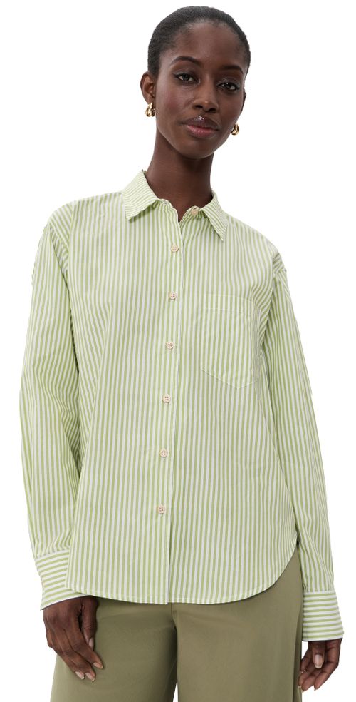 The Weekend Button Down Shirt Lime Stripe P
