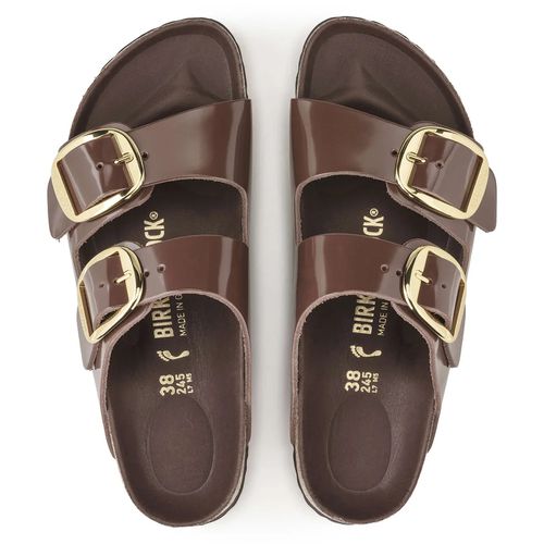Unisex Arizona Big Buckle Natural Leather Patent High Shine Chocolate