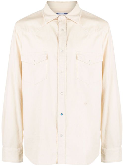 Logo-embroidery corduroy cotton shirt - Neutrals