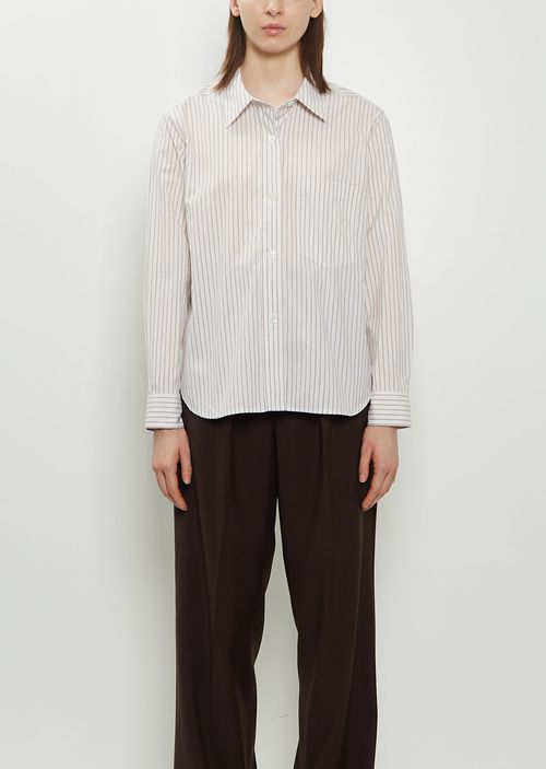 Margaret Howell Simple Cotton Shirt Ecru / Dusty Pink / Black