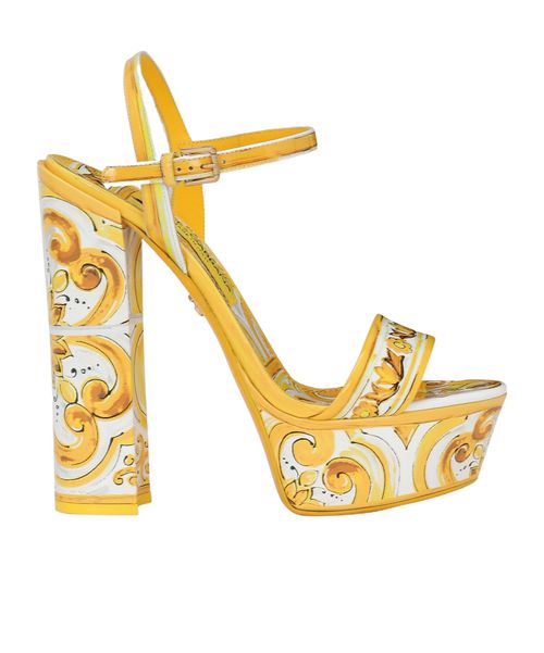 105mm Majolica-print platform sandals