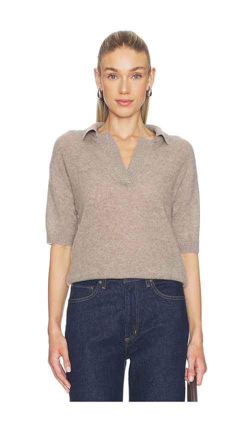 NAADAM Cloud Cashmere Short Sleeve Polo in Brown. - S also in XS