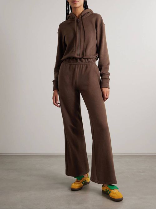 Manifester Jersey Hooded Jumpsuit In Brown