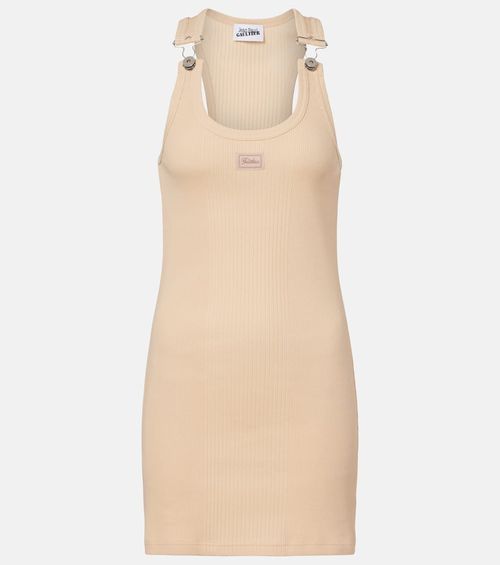 Ribbed-knit cotton minidress