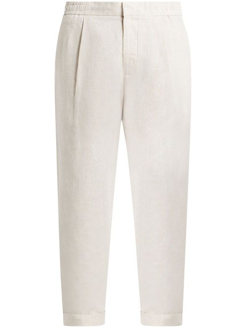 Straight-leg linen trousers - White