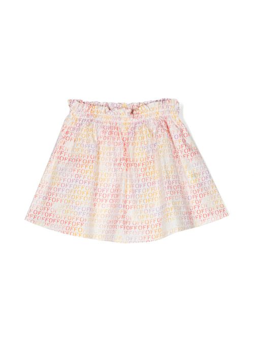 Logo-print cotton flared skirt