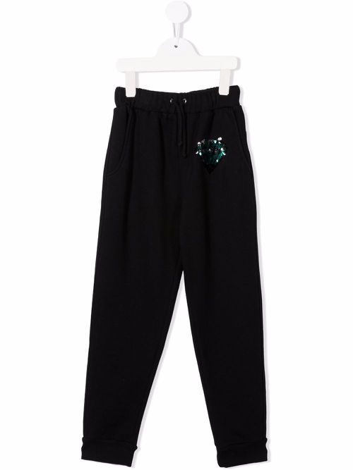 Sequin-embroidered track pants - Black