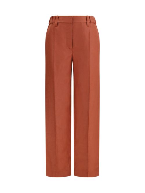 Linen Wide-Leg Trousers — Orange