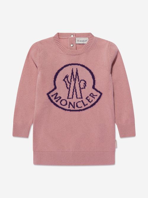 Baby Girls Knitted Logo Dress in Pink