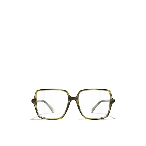 Mens Green Square Eyeglasses One Size