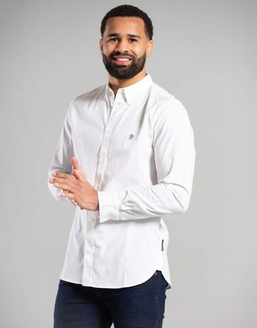 Cotton long sleeve oxford shirt in white