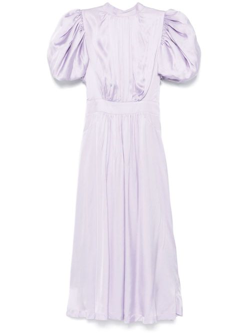 Satin puff midi dress - Purple
