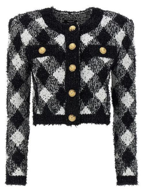 Gingham tweed jacket