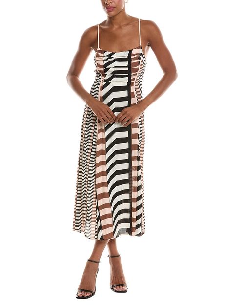 Georgie Chevron Stripe Ruched Midi Dress