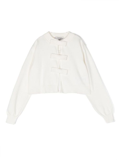Bow-detailing cotton cardigan - White