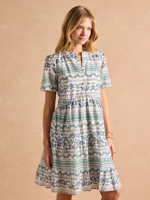 Ariella Blue Cotton Tiered Dress