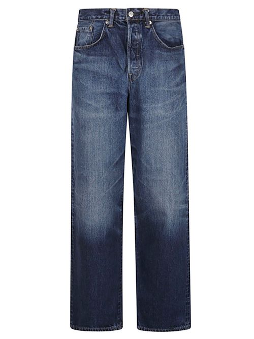 Navy Blue Wide-leg Denim Jeans