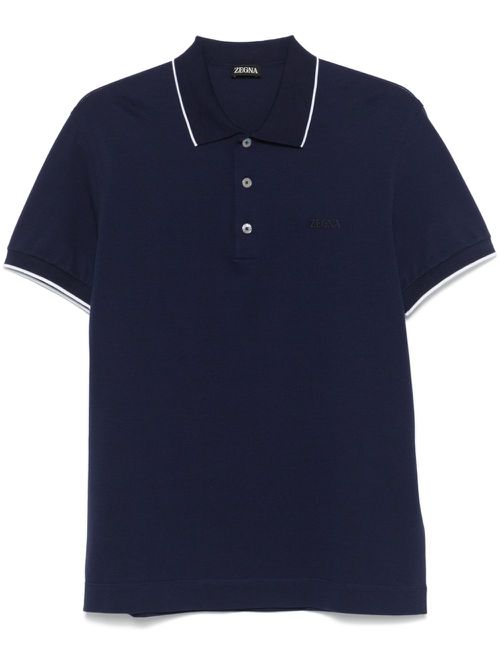 Embroidered-logo polo shirt - Blue