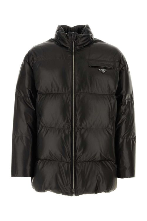 Black Logo Patch Puffer Jacket
