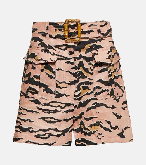 Matchmaker Safari printed linen shorts
