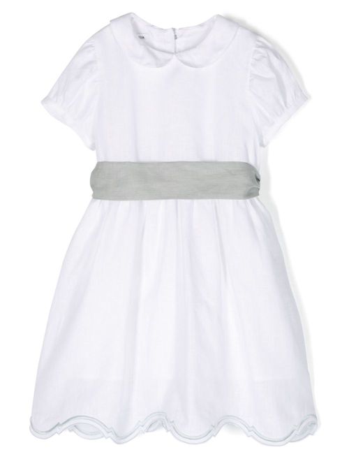 Belted linen dress - White