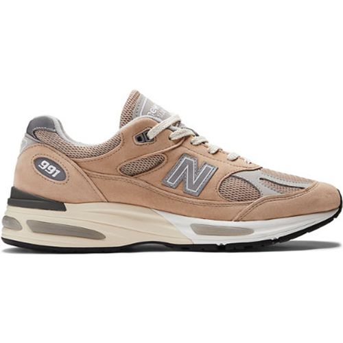 New Balance Unisex Made in UK U991V2 in Brown/Grey/White Suede/Mesh, size 4