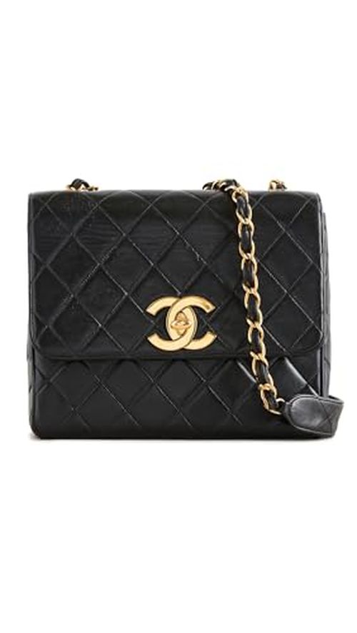 Shopbop Archive Women's Pre-Loved Chanel Chain Shoulder Bag Lambskin Leather, Black, One Size
