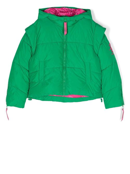 Embroidered-logo padded jacket - Green