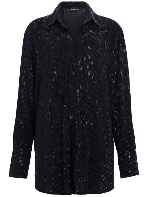 Maddox crystal-embellished shirtdress - Black