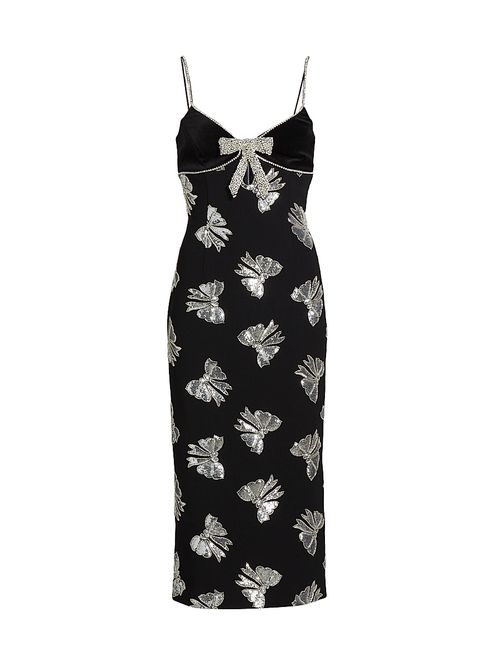 Women's Valor Sequined Bow Midi-Dress - Black