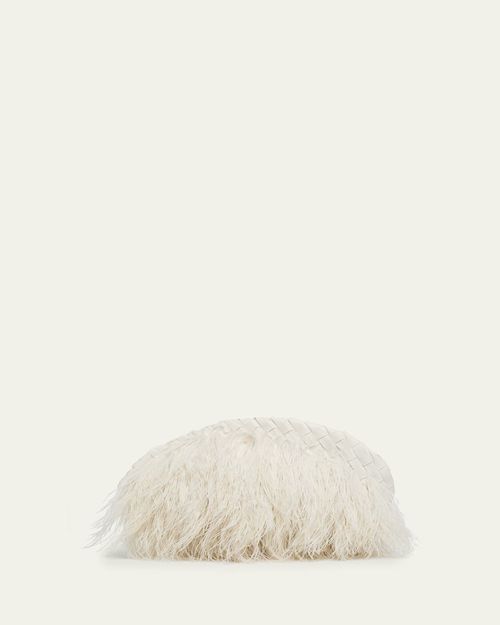 Nappa Leather & Feather Clutch Bag