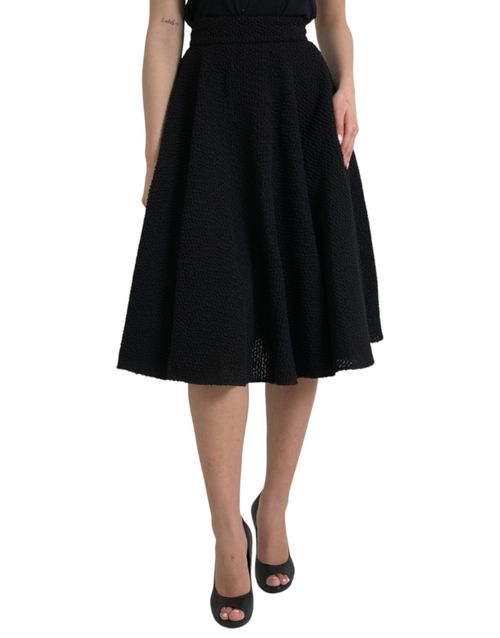 High-Waist A-Line Virgin Wool Skirt — Black