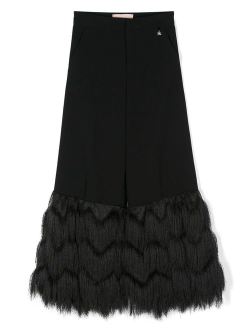 Wide-leg fringed trousers - Black