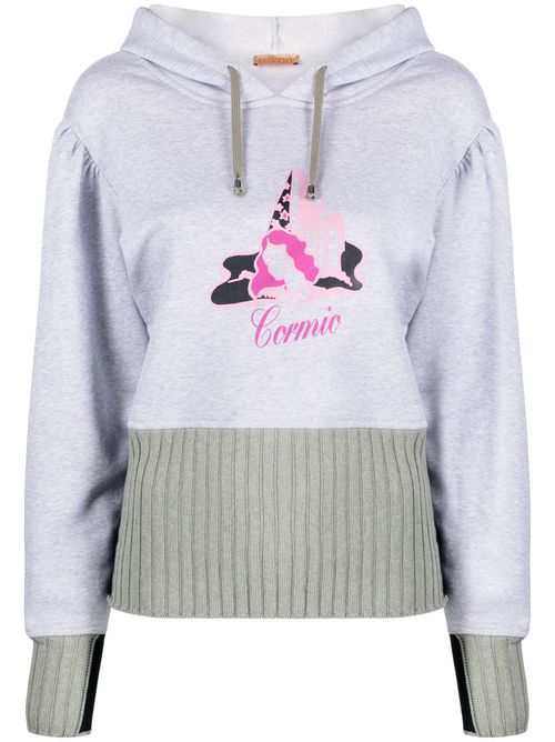Hybrid graphic-print hoodie - Grey
