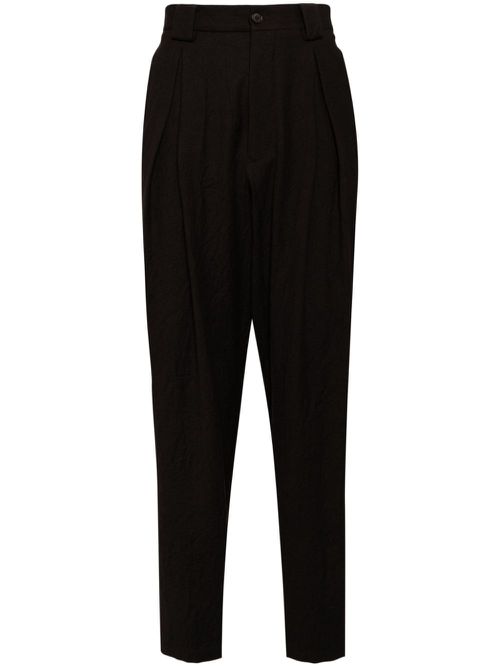 Single-pleat flannel trousers - Brown