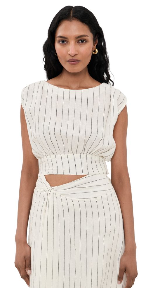 Shaan Stripe Top Ivory Black Stripe