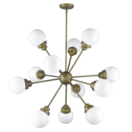 Raw Brass 12 Light Chandelier from the Portsmith Collection