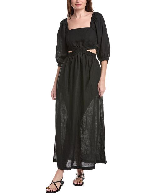Cierra Cut Out Linen Maxi Dress