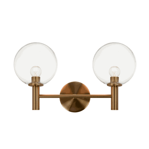 Aged Gold Brass Two Light Wall Sconce from the Cosmo Collection