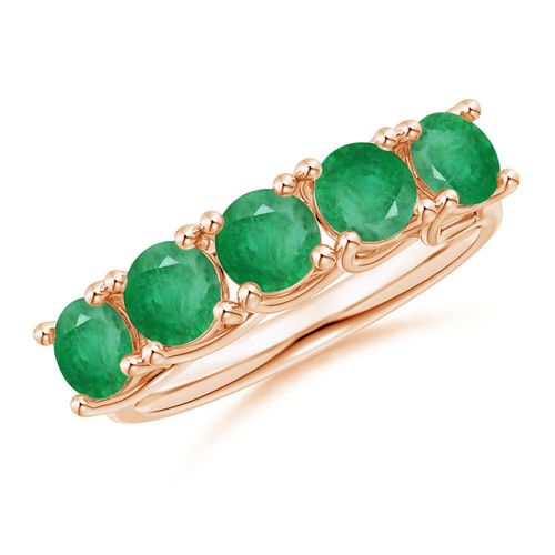 Angara 1.75 Carats Half Eternity Five Stone Emerald Wedding Band in 14K Rose Gold